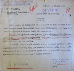 Jedna ze zpráv o opětovném zatčení amnestovaných Čechoslováků, kterou zaslal Heliodor Píka čs. velvyslanectví.