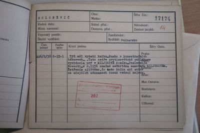 Záznamy čs. policie o I. Soloněvičovi. Zdroj: cechoslovacivgulagu.cz