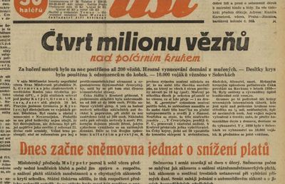 Polední list referoval o přednášce N. Kiseleva v Měšťanské besedě v Praze 13. prosince 1932. Zdroj: cechoslovacivgulagu.cz