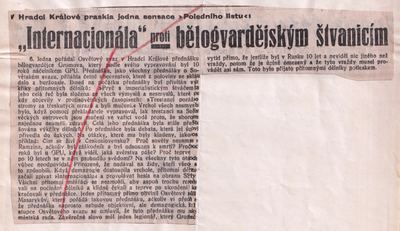 Komunistická kritika přednášky N. Kiseleva v Hradci králové uveřejněná v novinách Rudý pondělník 9. ledna 1933. Zdroj: cechoslovacivgulagu.cz